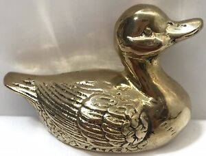 Vintage Duck Mallard Bird Brass  Animal Figurine Statue Sculpture Paperweight
