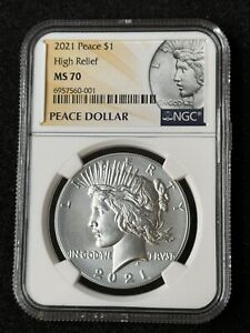 2021-P Peace Silver Dollar $1 100th Anniversary Label High Relief NGC MS 70