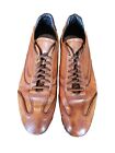 Santoni Leather Sneakers Cognac Stitching Lace-up 10.5 Read
