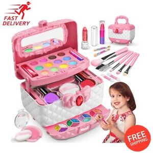 Kids Makeup Kit for Girl, Washable Pretend Dress up Beauty Set Real Cosmetic Cas