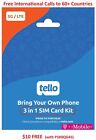 TELLO (T-Mobile): 3-in-1 SIM Card Kit. FREE International Calls to 60 Countries.
