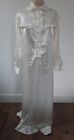 Vintage Nightgown Size M/L Long Sleeves Warm Satin Fleece Ivory Ruffles Satin