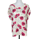 Cabi #4166 Sz. S Joyride Boxy Top Cream/Pink Floral Relaxed Fit Blouse Fall 2021