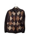 Brooks Brothers XL Sweater Scottish Lambswool Argyle Full Zip Cardigan  Brown