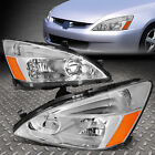 For 03-07 Honda Accord Sedan/Coupe OE Style Chrome/Amber Headlight Assembly Pair (For: 2007 Honda Accord)