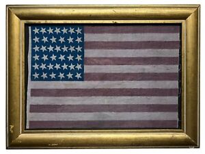 New ListingCirca 1889 ANTIQUE 39 Star American Parade Flag Folk Art Primitive AAFA