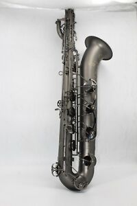 High grade Eastern music Matt black Baritone Saxophone full body hand engraving