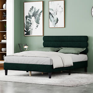 New ListingQueen/King Size Upholstered Platform Bed Frame with Upholstered Headboard