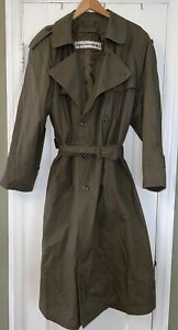 Vintage Trans-Atlantique Oversized Green Double Breasted Maxi Trench Coat Size S