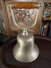 Solid Brass very Large Ships Bell with wooden ringer handle Rare 14