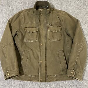 Levis Bomber Jacket Mens Medium Green Brown Quilted Lining Zip Up High Neck