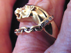 Estate Fine Detailed Solid 14K Gold Panther Chain Link Diamond Chip Ring 7.75