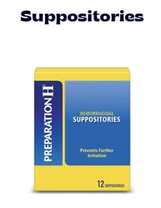 Preparation H Hemorrhoid Suppositories 12 ct Exp 5/24-7/25 New Sealed x 3 Boxes
