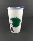 Starbucks 2015 Ceramic Travel Tumbler Cup Mug Lid Artist Painter Finger Paint