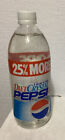 1993 DIET PEPSI Clear Cola Crystal BONUS SIZE Pepsi FULL Glass Bottle 20oz