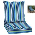 2 Piece Outdoor Rectangle Deep Seat Cushion Set Patio Chair Pad Turquoise Stripe