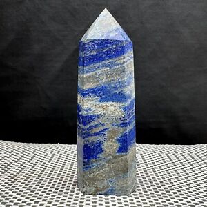 1.1LB Natural blue striped stone crystal Obelisk quartz crystal energy column-A