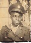 African American Man WW2 Army w/ GUN Arcade Photobooth Photo Black Soldier Rare