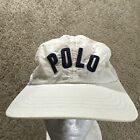 Vtg Polo  Ralph Lauren Hat Cap Adult White Adjustable Strap Spellout Blue Tag