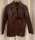 Women's Vintage Etienne Aigner Leather Jacket Coat Blazer Burgundy Size 10