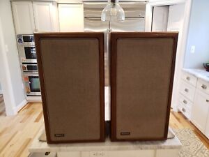 The ADVENT Loudspeaker Bullnose Speakers Pair A3 A4 Refoamed Tested Working Look