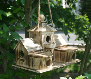 2-in-1 Bird House & Feeder | Large Outdoor Birdhouse with 6 Holes