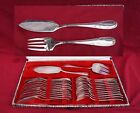 French Silver PLate  Louis XV Style Fish Flatware for 12 + Serving Set