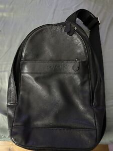 Coach Charles Smooth Leather Sling Pack Body Bag Backpack Black Mens F54770