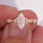 14K Two Micron Yellow Gold 1.75 Ct Marquise Cut Natural Moissanite Women's Ring