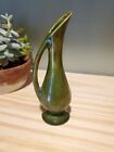 Small Tiny Vintage Studio Art Pottery Vase Signed Green Glaze Organic Bud Flower