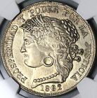 1882 NGC AU 55 Peru 5 Pesetas Ayacucho Mint Scarce Chile Silver Coin (23040902D)