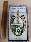 Vintage Brass Luck Horseshoe Horse Kentucky Thermometer Wall Hanger Made In USA