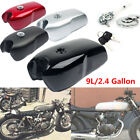 9L/2.4 Gallon Vintage Motorcycle Cafe Racer Seat Fuel Gas Tank +Cap Switch Steel (For: Triumph Thruxton)