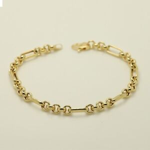 14k Gold Italian Link Chain Bracelet 14k Solid Gold Trendy Link Bracelet (#7)