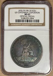 1876 NGC MS63 HK-20 Centennial Exposition Official Medal So-Called Dollar $1