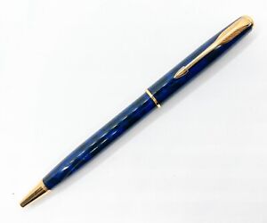 PARKER SONNET Marble Blue Ballpoint Pen Gold Trim France Free Shipping