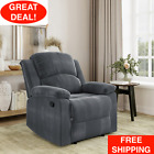 Manual Standard Recliner Arm Chair Big And Tall Gray Microfiber Lounger Seat