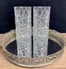 Set 2 Heavy Crystal Glass Mid-Century Highball Water Glasses Tumblers~USA