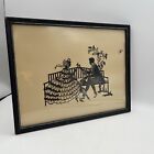1900’s WOOD FRAME VINTAGE SILHOUETTE PICTURE COURTING COUPLE Scissor Cut