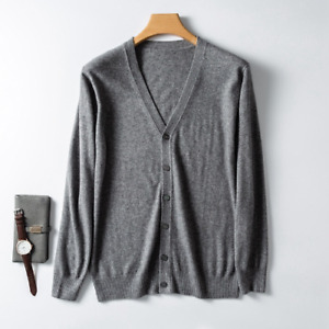 2023 Cashmere cotton blended men's knitted cardigan sweater autumn V-neck