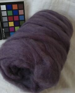 Deep purple romney wool roving for spinning weaving felting fiber arts