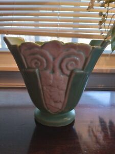 Weller Pottery Vase. Green & Cream