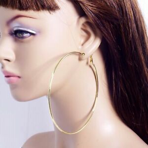 US Stock Non-Pierced Clip-On Big Large Oversized 4.3-inch Circle Hoop Earrings