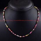 Faceted 3mm Natural Multicolor Tourmaline Round Gemstone Beads Necklace 14-36''
