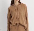 Ralph Lauren Womens Washable Cashmere Hooded Sweater Ribbed Camel LARGE NWT $295