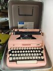 Old 1957 Royal Quiet Deluxe Pink Typewriter In Original Tweed Case