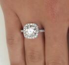 1.3 Ct Pave Halo Round Cut Diamond Engagement Ring VVS1 D White Gold 14k