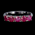 Heated Round Red Ruby 4mm 14K White Gold Plate 925 Sterling Silver Ring Size 7