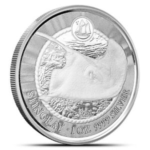 2023 1 oz Cayman Islands Silver Sea Life Stingray Coin (Proof-Like)