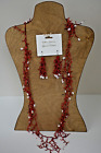 ANTICA SARTORIA CORAL BEADS & WHITE EARRINGS &  NECKLACE SET NWT